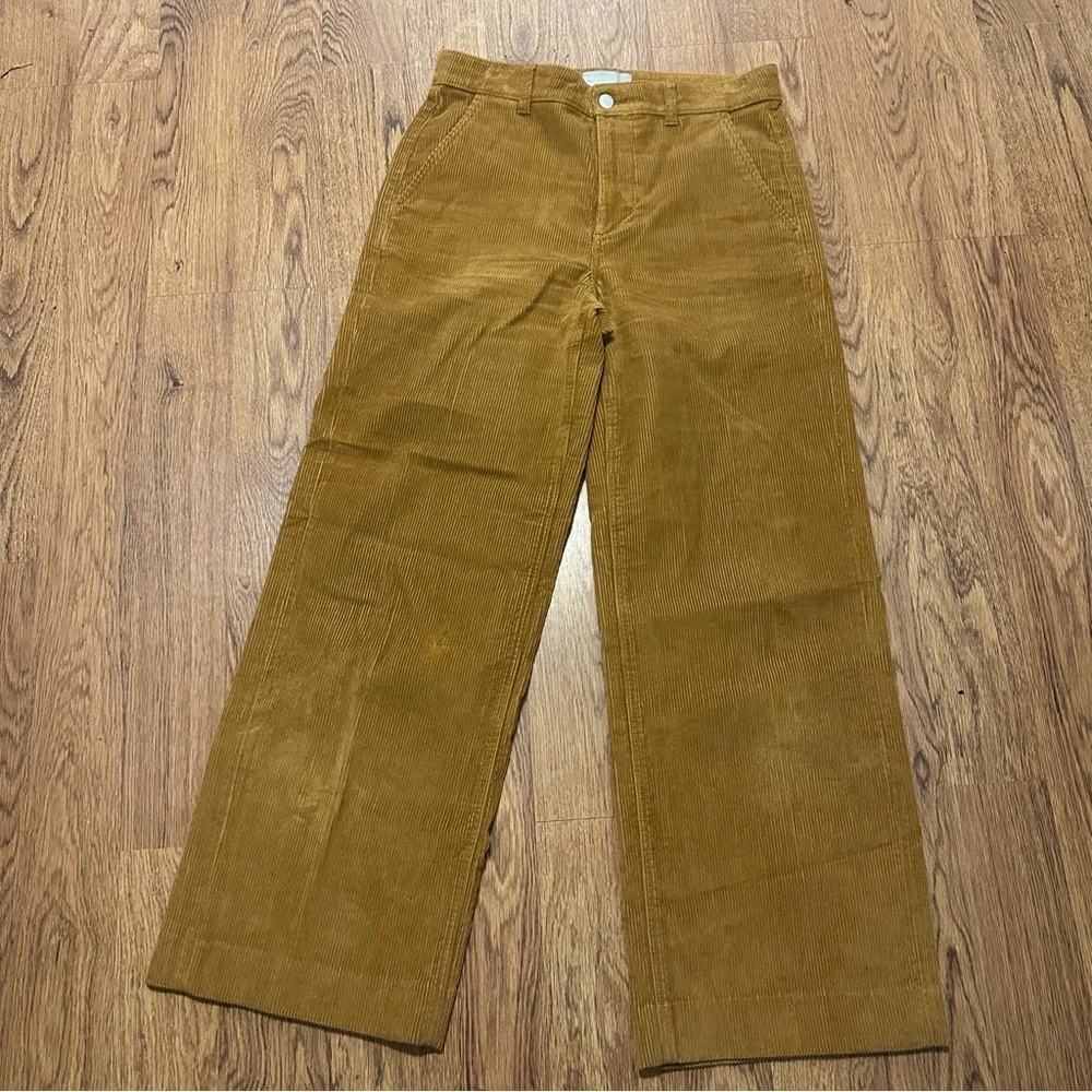 Everlane Tan Corduroy Pants Straight-Leg size 10 front pockets casual